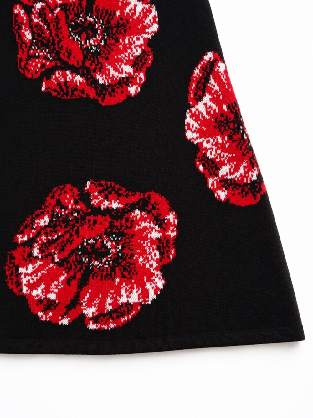 Designer Zalevskiy Black Red Poppy Knit Sweater Dress Size S Rare Statement Piec - Picture 4 of 13